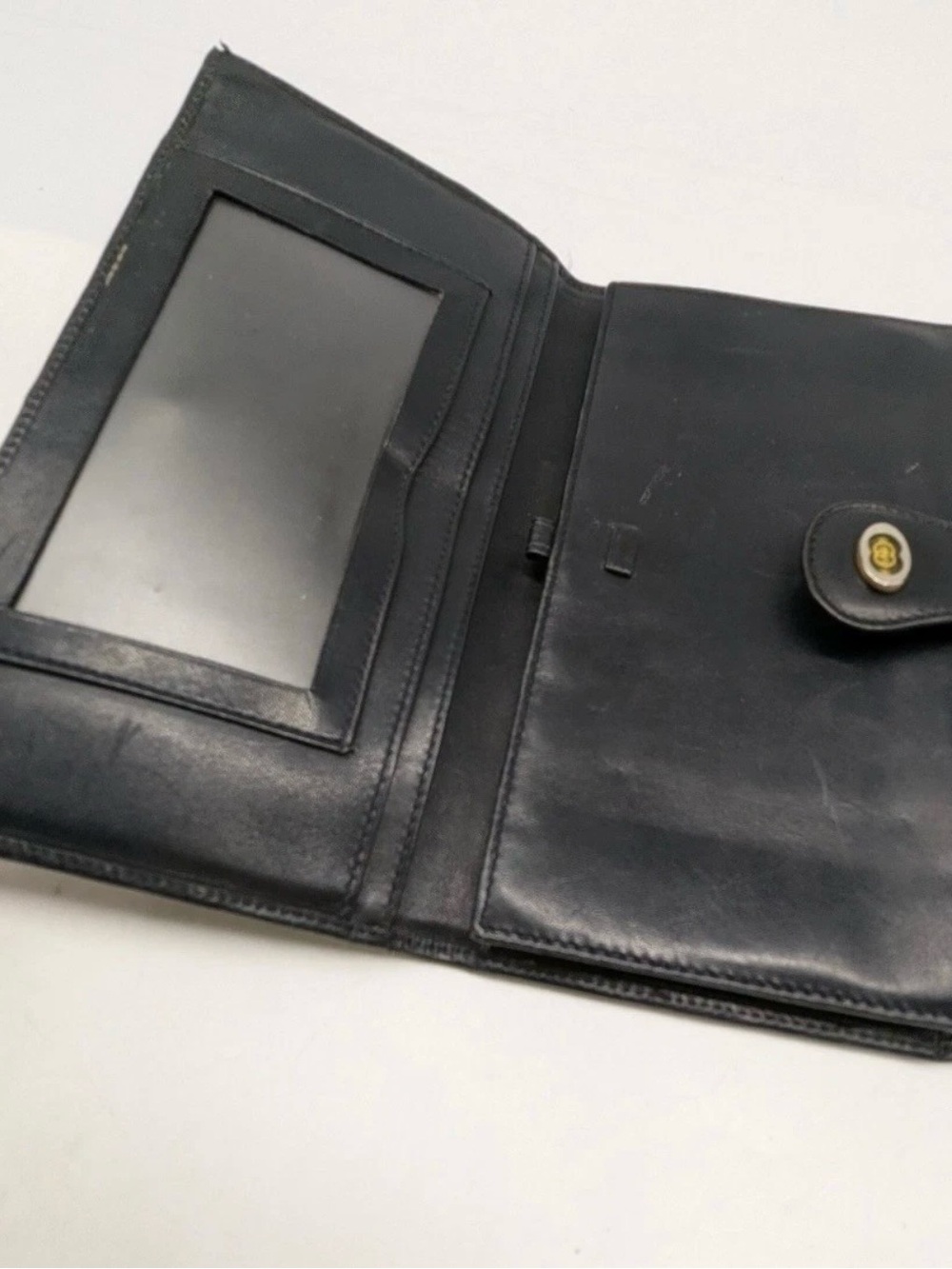 Gucci Black Leather Tablet Folio Case with Snap Closure